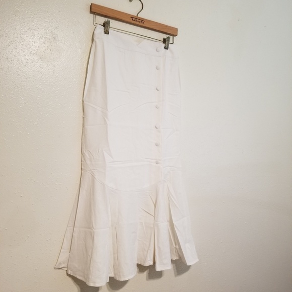 Last 1  Linen blend ivory midi skirt - Picture 5 of 6